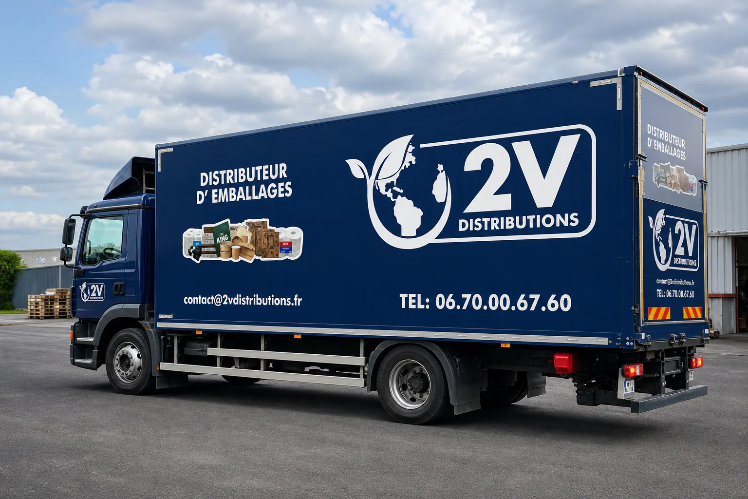 Camion avec marquage publicitaire